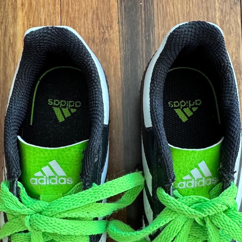Adidas Kids Black with Green Accents Soccer Shoes - Picture 3 of 13